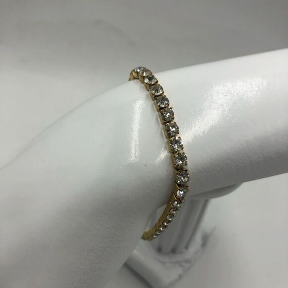 18K Gold Plated Stainless Steel "Tennis" Bracelet Cubic Zirconia Waterproof - Picture 5 of 13